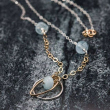 Load image into Gallery viewer, 18" Sterling Silver & Gold filled Necklace  Gold filled circle & Sterling silver marquise pendant with aquamarine beads