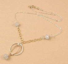 Load image into Gallery viewer, 18" Sterling Silver & Gold filled Necklace  Gold filled circle & Sterling silver marquise pendant with aquamarine beads