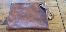 Load image into Gallery viewer, Grand Clutch Brown 9-1/2" x 12" Zipper closure Matching wrist strap 3 Interior pockets
