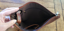 Load image into Gallery viewer, Grand Clutch Brown 9-1/2" x 12" Zipper closure Matching wrist strap 3 Interior pockets