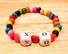 Load image into Gallery viewer, XO Wood Bead Bracelet