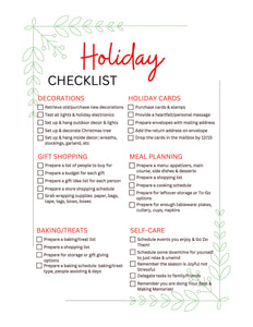 Holiday Checklist