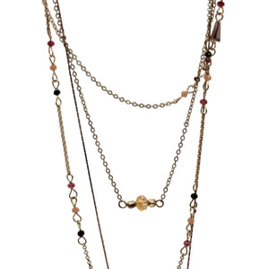 Rose Gold Layered Charm and Beaded Necklace