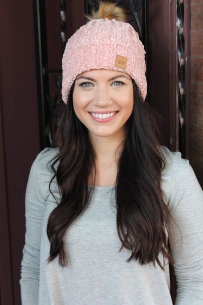 Our Pink Chenille Beanie is sweet & sophisticated! This knit beanie with faux fur pom is fleece lined & is very soft & cozy. You'll feel like the princess you are in it!