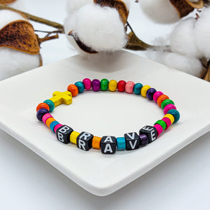 We all know someone who is BRAVE! Someone who is fighting a battle of some type. Someone who is inspiring us with their bravery. Colorful & full of spirit this bracelet is for them. Let that person know how you see them...BRAVE!