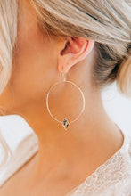 Load image into Gallery viewer, 2.5&quot; Gold filled hoop earrings with attached charm - multi spotted
