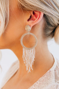 4" Beaded Hoop and beaded tassel earrings