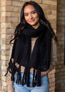 Black Loom Woven Scarf