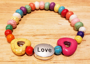 Love Semi Precious Stone Bead Bracelet