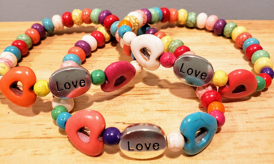 Love Semi Precious Stone Bead Bracelet