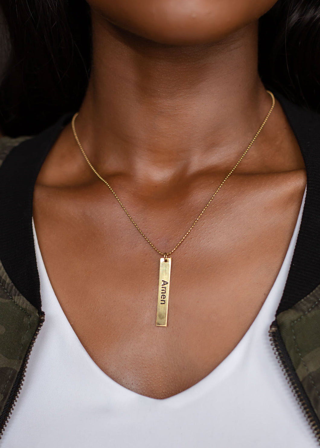 Message Tag Pendant Necklace - Amen in Gold