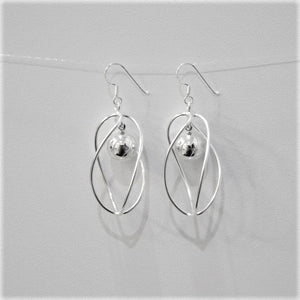 2" Sterling Silver Teardrop Wire Wrap w/Ball Earrings