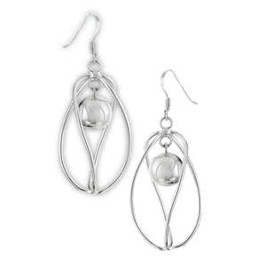 2" Sterling Silver Teardrop Wire Wrap w/Ball Earrings