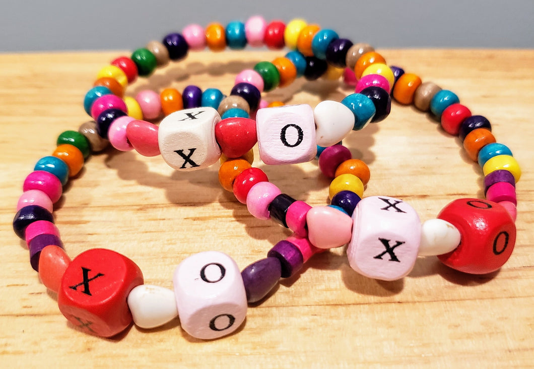 XO Wood Bead Bracelet